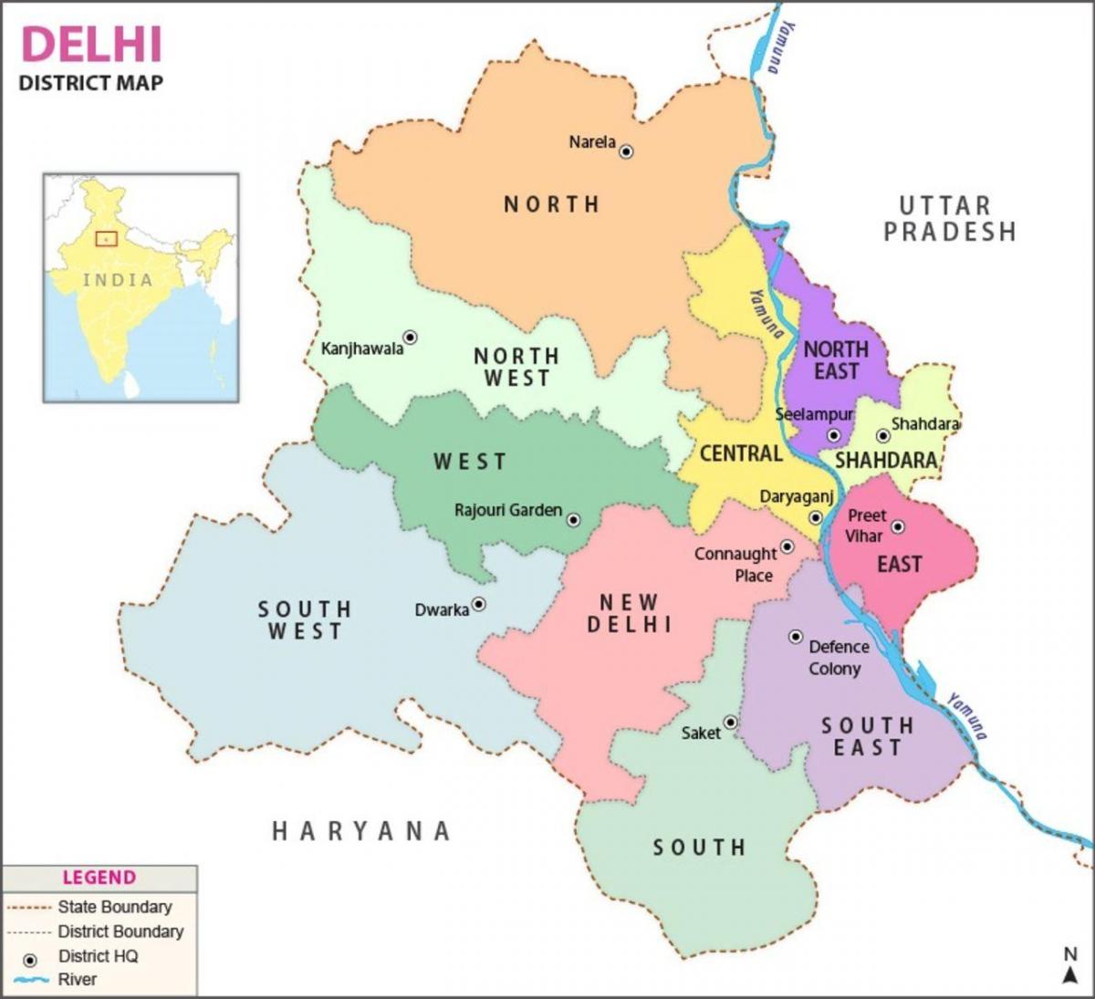 New Delhi district kaart