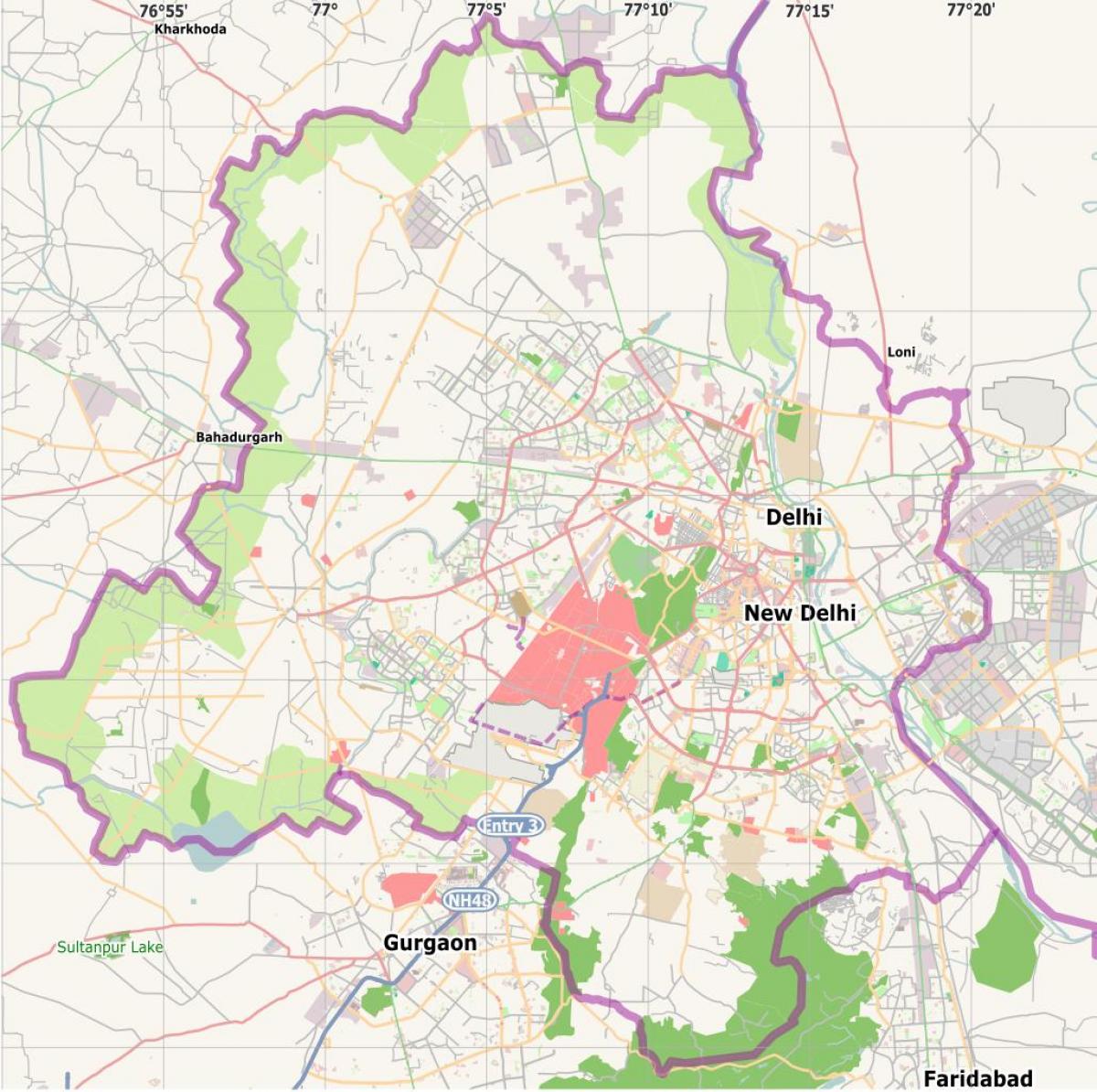 New Delhi stadsplattegrond