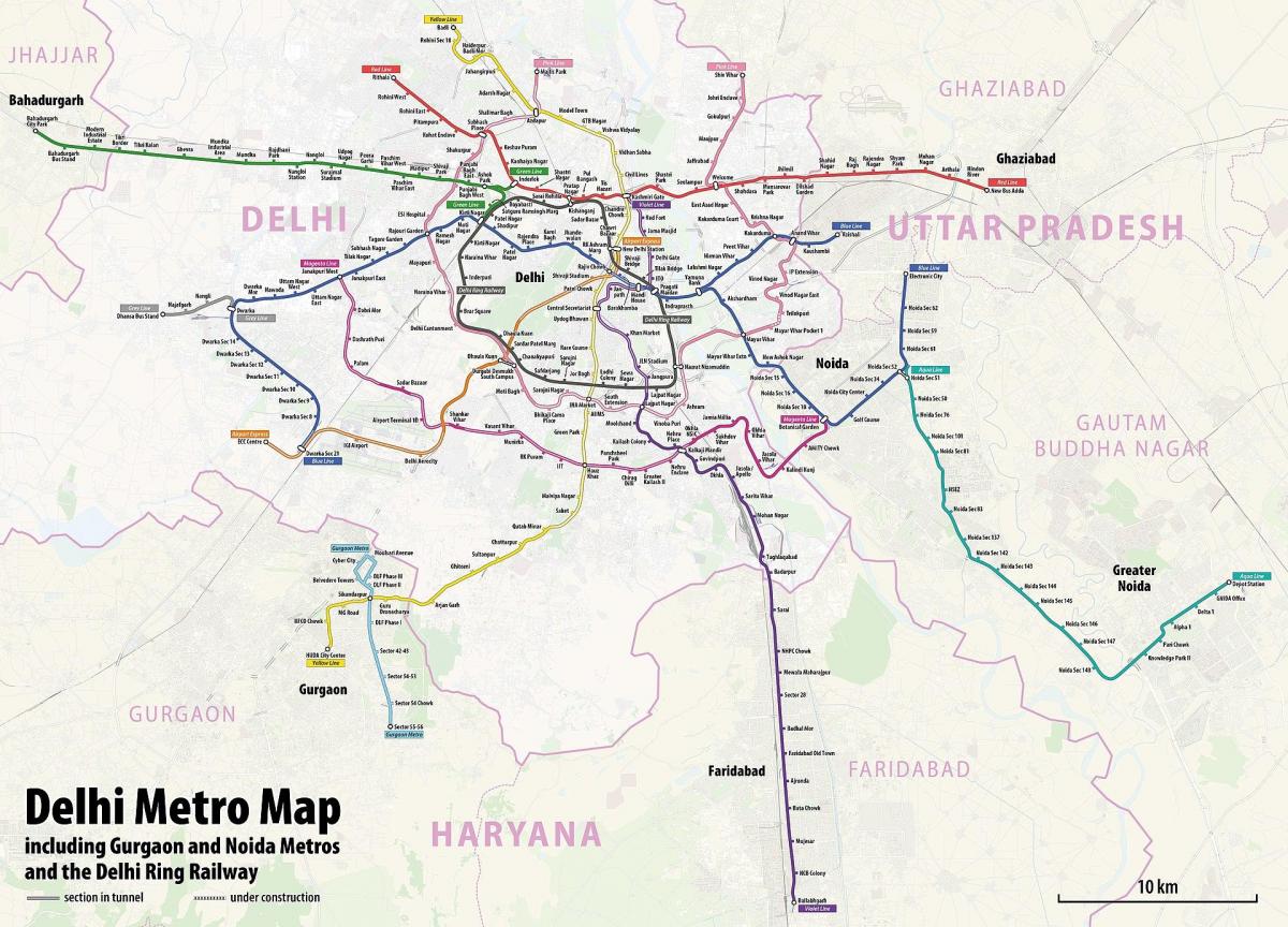 New Delhi metro stations kaart