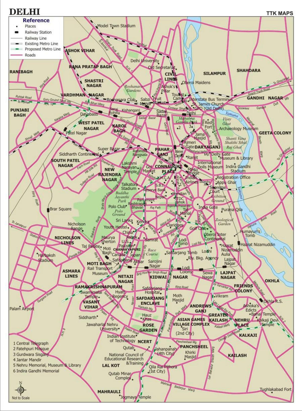 New Delhi wegenkaart